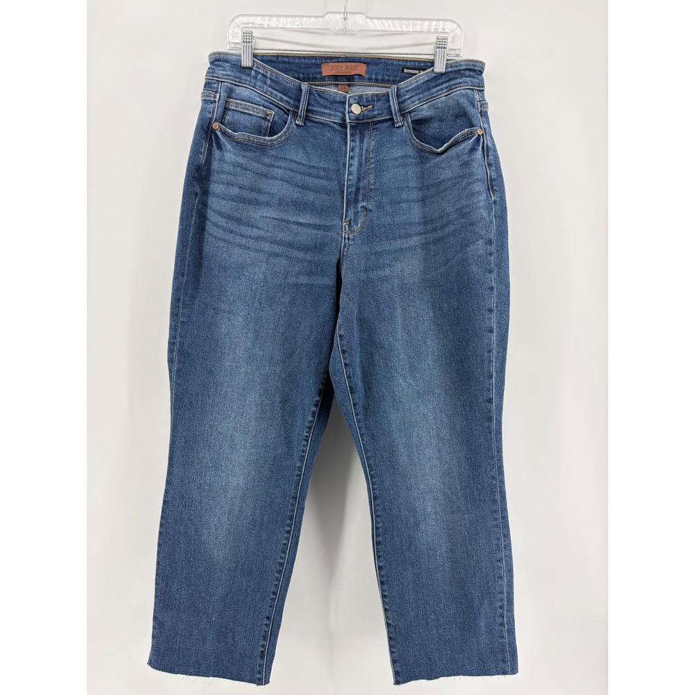 Judy Blue Womens 14W Blue Jeans Boyfriend Fit Raw Hem High Rise JB82624DK-CO-PL
